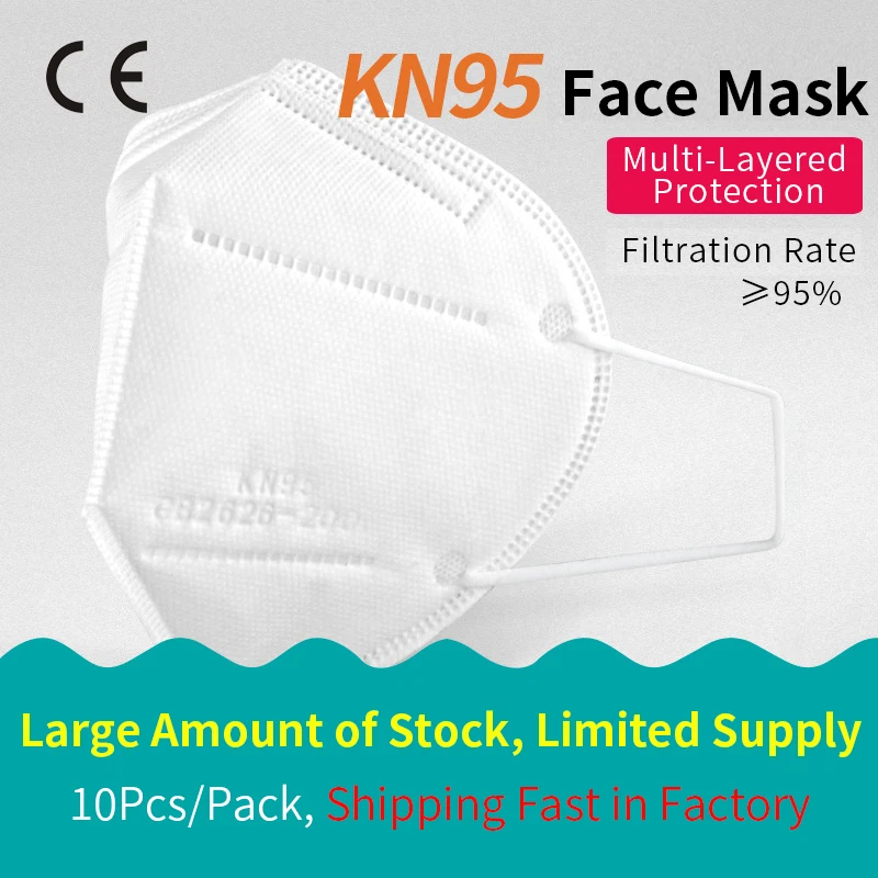 

Face Mask 10 Pcs KN95 Dustproof Anti-fog And Breathable 95% Filtration N95 Masks Features Protective Mask For Civil