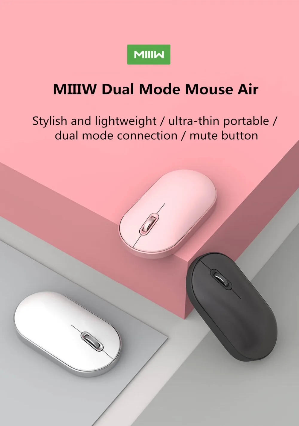 Xiaomi mi iiw Бесшумная мышь Air Bluetooth Двухрежимная портативная мышь bluetooth-соединение ультратонкая стильная и легкая мышь
