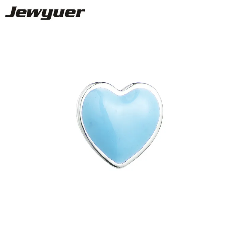 Blue heart Маленькие медальоны, очаровательные Семейные сердечки для девочек и мальчиков, с эмалью, серебро 925 пробы, подходят для плавающего ожерелья, сделай сам, хорошее ювелирное изделие PJ550 - Цвет камня: Blue heart