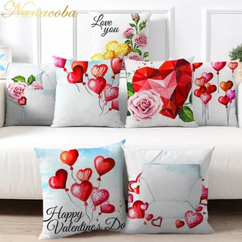 

Nanacoba Decorative Pillow Cases Red Rose Wedding Party Decoration Throw Pillows for Bed Sofa Chair Car Cushion Cover Home Decor
