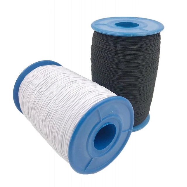 1Mm Wide White Elastic Sewing Thread for Shirring - Full Roll of 500 Metres  Stretch Cord - Spool of Elastic String for Clothing and Jewellery Making