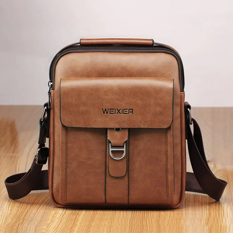 8606 Brown New Fashion Man Leather Messenger Bag Vintage Men Tote Bags Handbags Male Crossbody Single Shoulder Business Bags for Men - Цвет: 8606 Brown