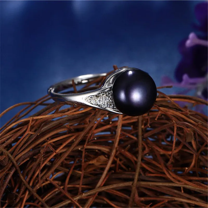 High luster AAAA 9mm natural freshwater pearl ring for women gift, 925 sterling silver women adjustable jewelry ring