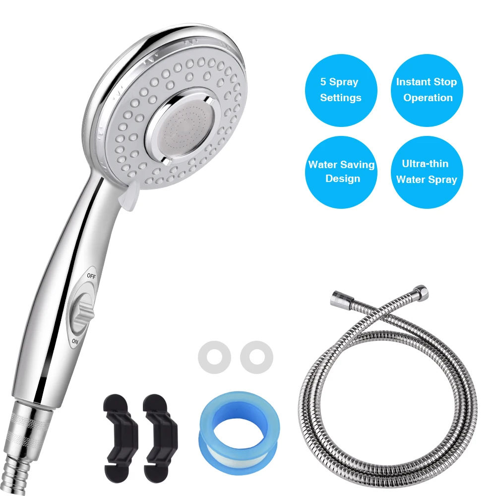 

6-Spray Handheld Shower Head Set Rain Shower Heads High Pressure Water Saving Shower Head with Hose Holder Bracket Bathroom