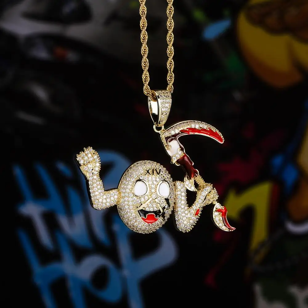 GUCY Iced Out wicked колье с подвеской часы AAA кубический цирконий хип хоп ювелирные изделия с теннисной цепочкой для подарка