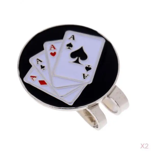 2pcs Golf Ball Marker Magnetic Hat Clip Stylish Cap Clip Gift Poker Card