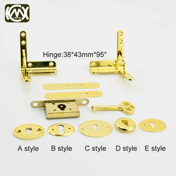 

Gold 1set(2 hinges+1 lock) KIMXIN sales High quality Watch case Jewelry box Wooden case Cabinet hinge Keylock Furniture hardware