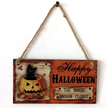 

Halloween Party Supplies Pumpkin Wooden Home Wall Door Window Hanging Pendant tag Plate Doorplate Sign Halloween Decor