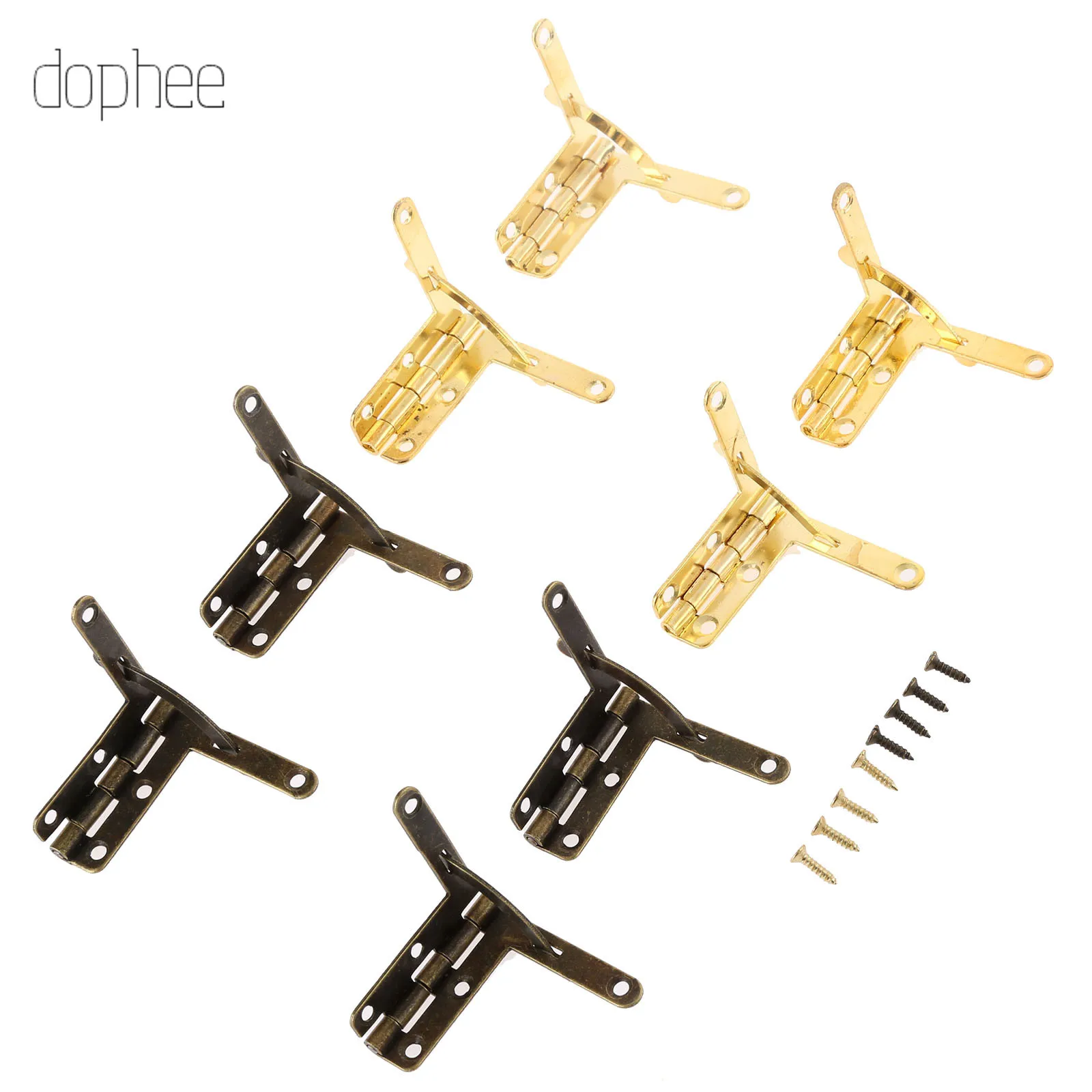 Dophee 2/4/12 угол 90 ° деревянный ящик поддерживает Бронзовый шарнир для небольшие деревянные украшения вина чехол коробка для часов деревянной крышкой
