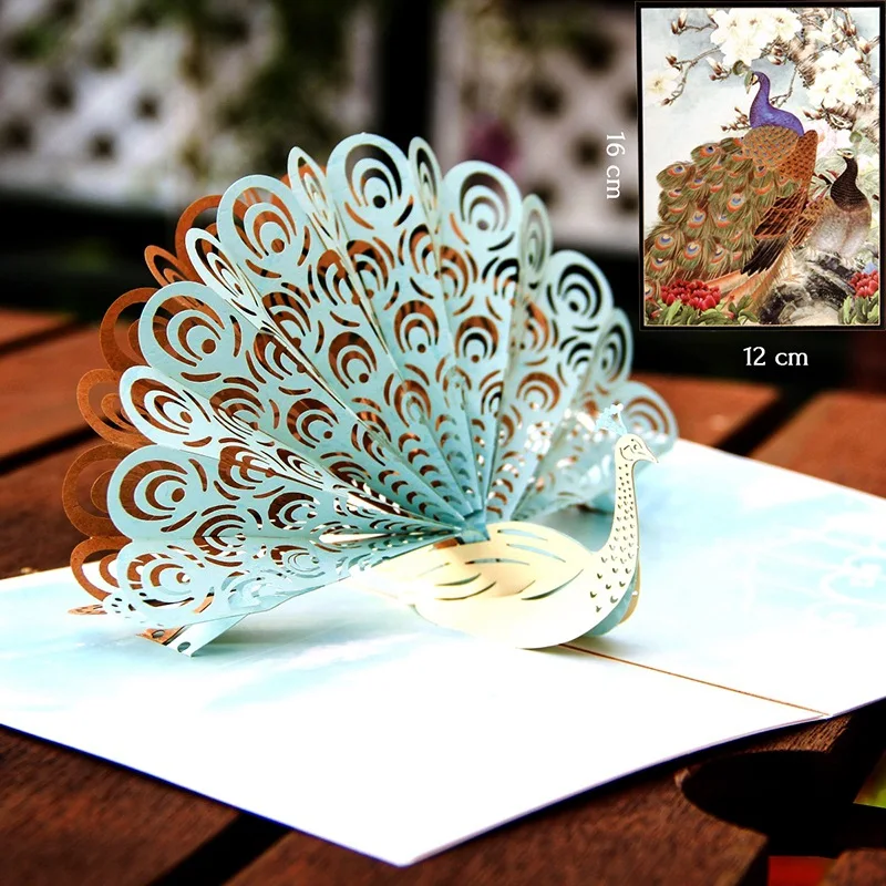  Birthday Cards South Korea Creative 3D Peacock Cover Letter Card Graduation Hand-made Wedding Invit - 4.00021E+12