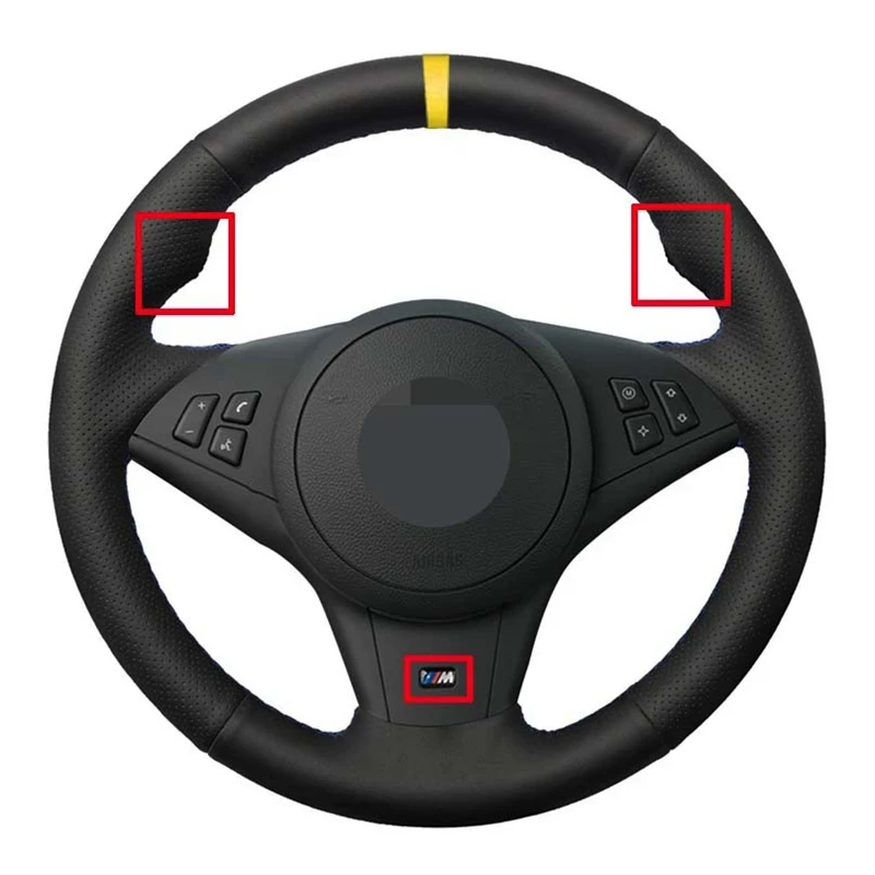 Car Steering Wheel Cover Soft Black Artificial Leather For BMW E60 E63