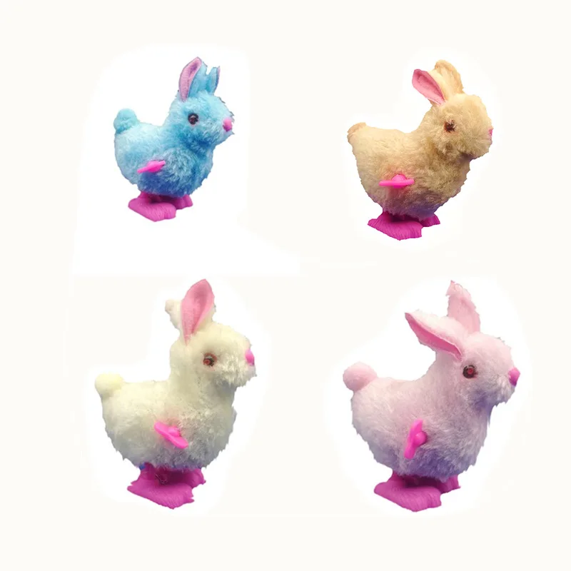 F New Style Spring Bunny Winding Plush Bunny CHILDREN'S Toy ENLIGHTEN Educational Stall Winding Toy