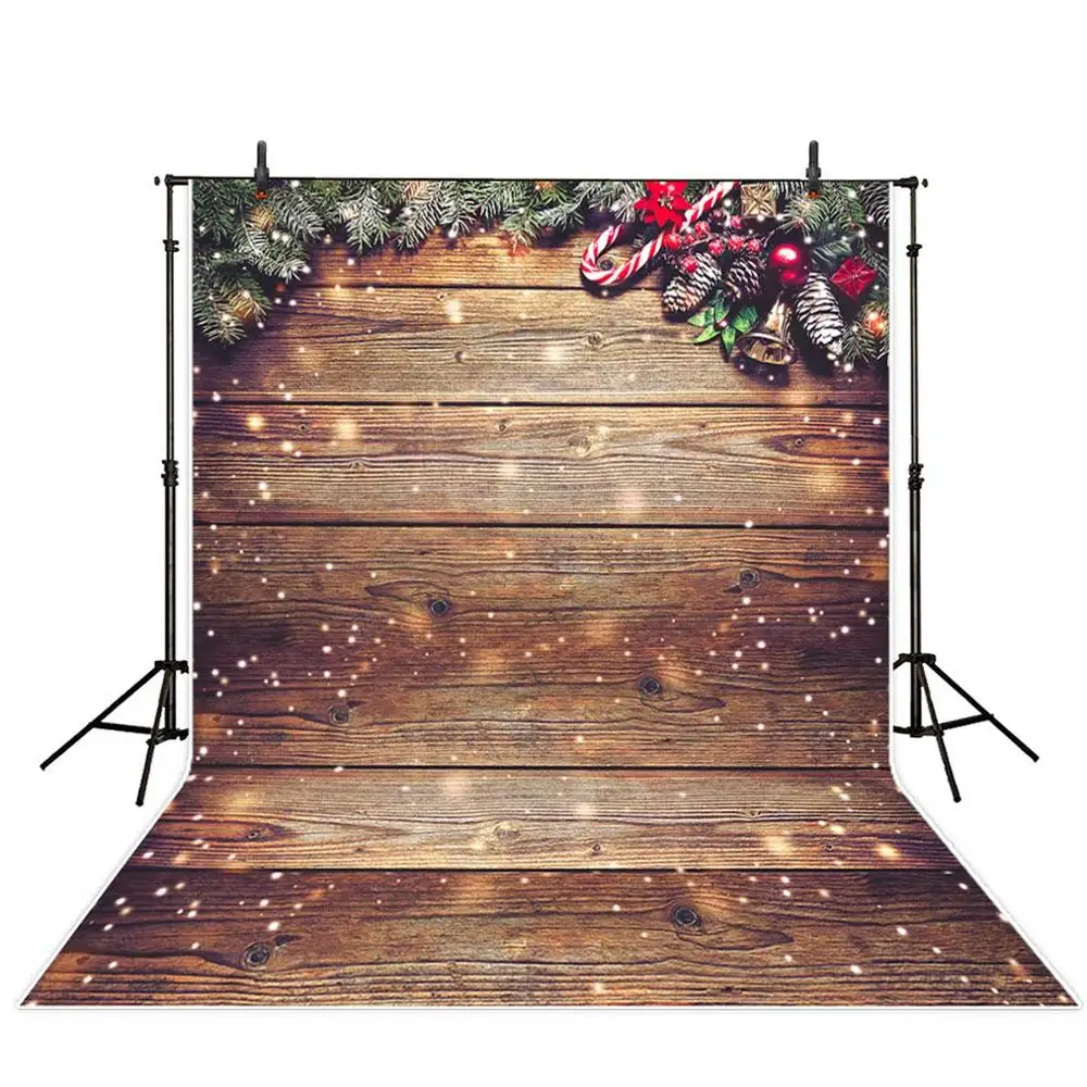 Allenjoy Christmas Backdrop Wooden Board Winter Gift glitter Bell Vinyl Photography Background Photo Studio Photophone Photocall