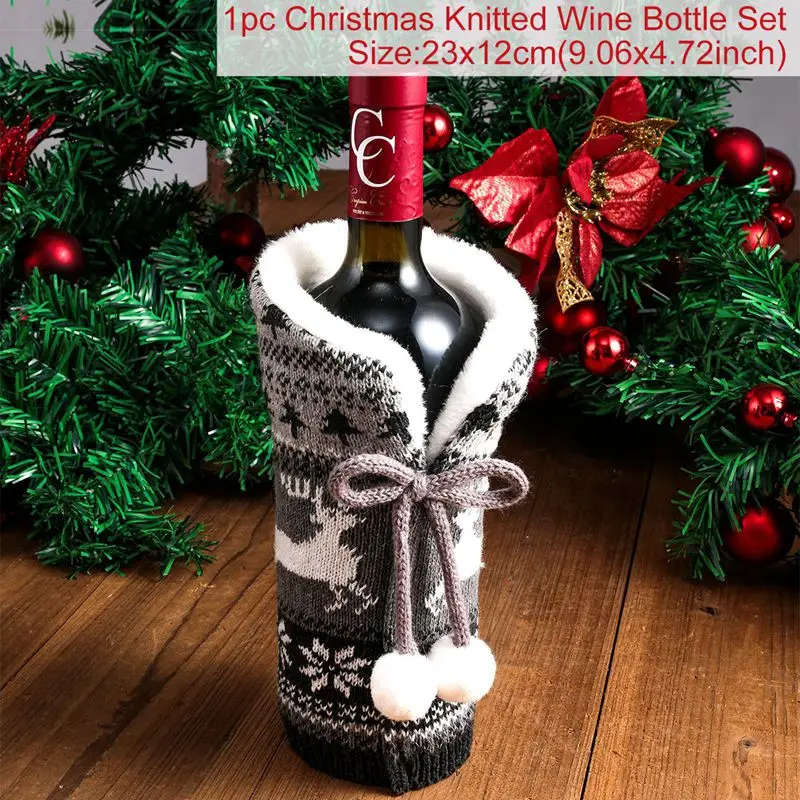 thumbnail image 1 of Funda para botella de vino de Navidad, adornos navideños para el hogar, adorno navideño, decoración de mesa navideña, regalo de Navidad de Año Nuevo 2025, 1 of 5