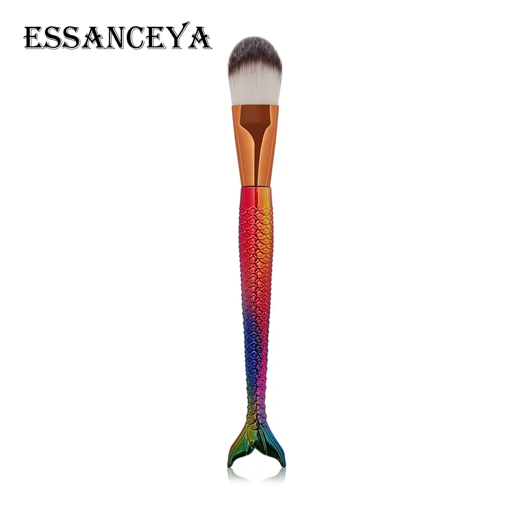 1 PCS ESSANCEYA Русалка профессиональная оболочка кисти для макияжа основа для макияжа веер косметическая пудра многофункциональные тени для век Инструменты для бровей - Handle Color: 1 PCS