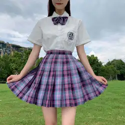 Saia xadrez 2021, verão, estilo japonês, cintura alta, estilo universitário, sexy, mini saia plissada, uniforme de estudante, uniforme escolar feminino