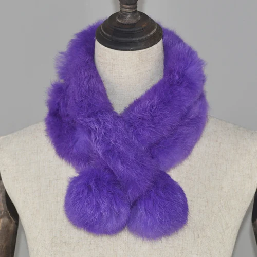 purple Новинка,, женский шарф из натурального кроличьего меха, натуральный мех кролика, теплый мягкий шейный платок, модный шарф из кроличьего меха - Цвет: purple