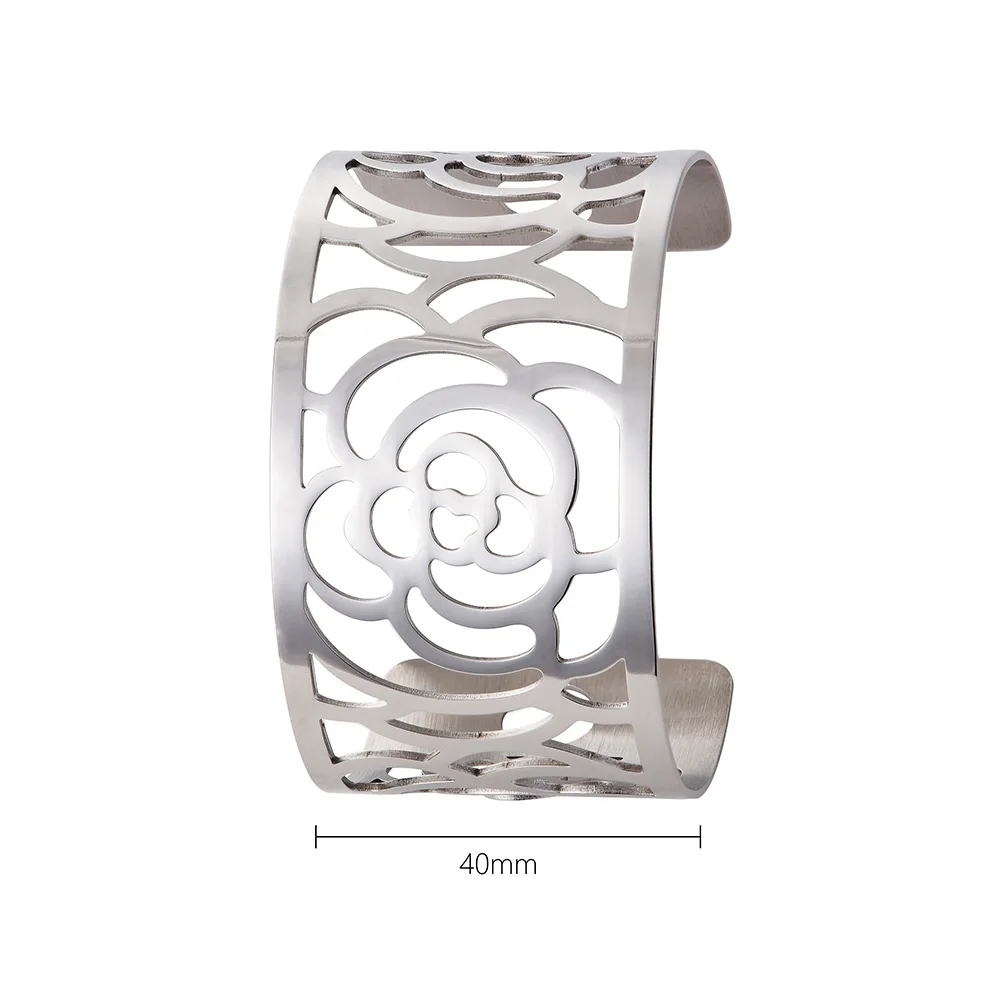 Cremo Love Cuff Bracelets Stainless Steel 14mm Flower Bangles