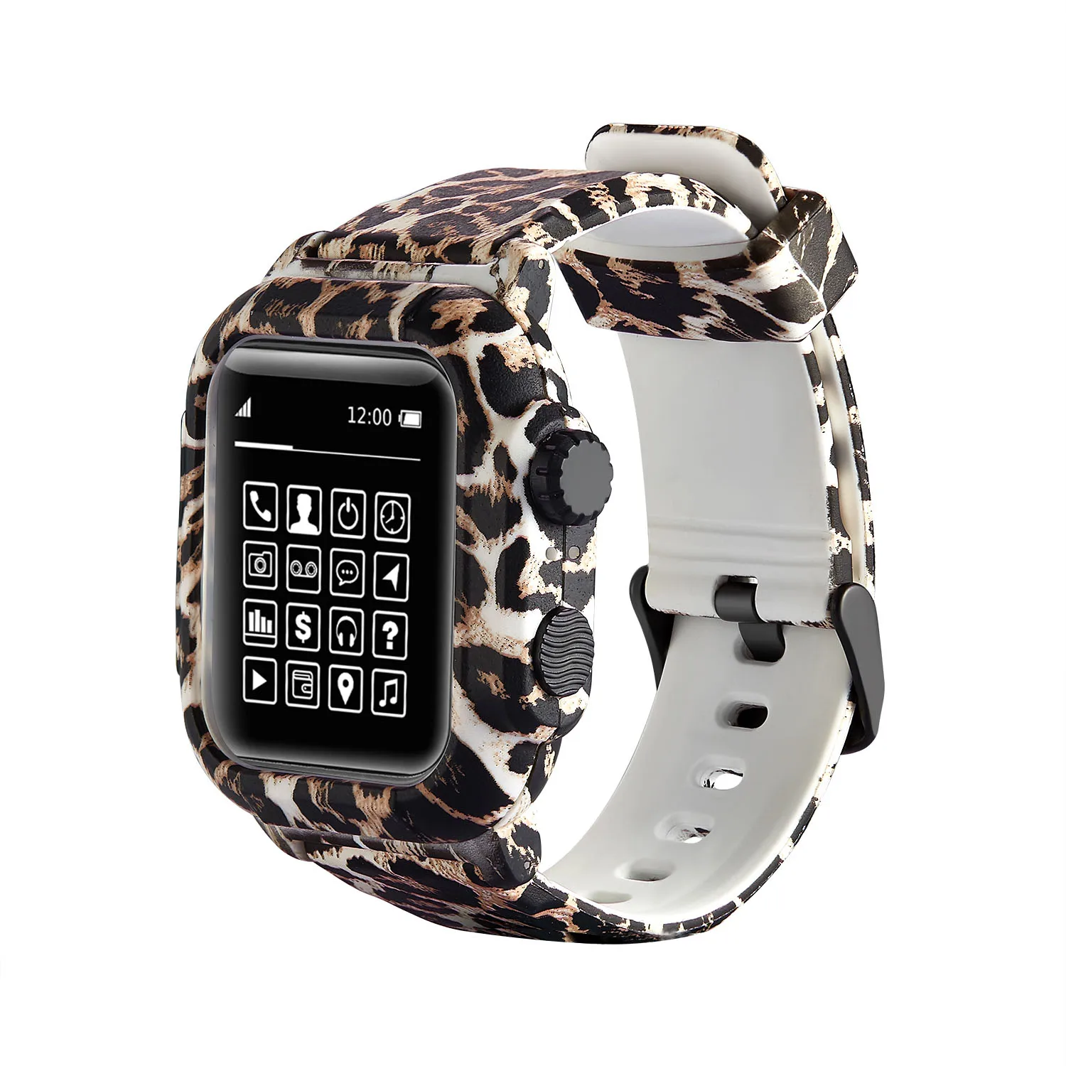 Leopard Леопард ТПУ Силиконовые спортивные часы ремешок для Apple Watch Series 4 3 2 водонепроницаемый ударопрочный корпус Корпус для iWatch 42 мм 44 мм ремешок - Цвет ремешка: Leopard