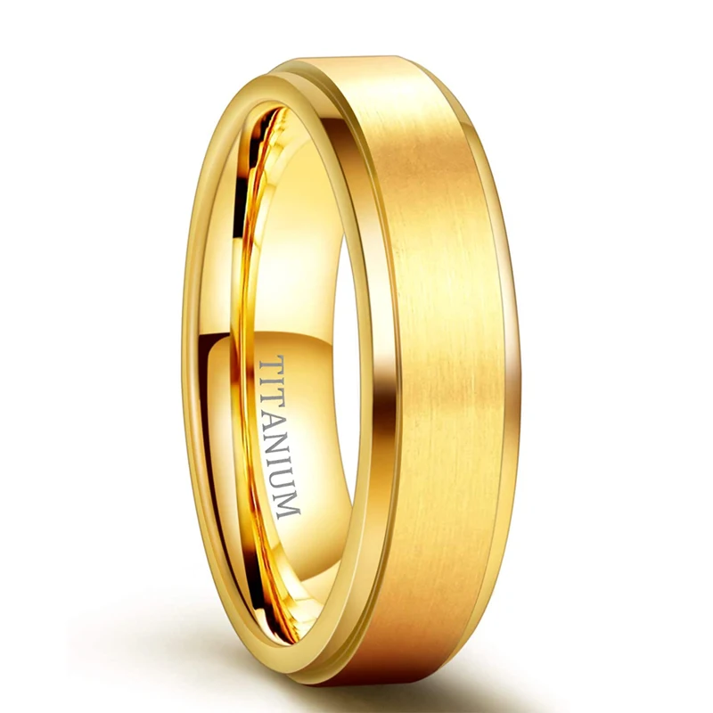 Gold Color Pure Titanium Brushed Matte Comfort Fit Wedding Band Ring (6-13)