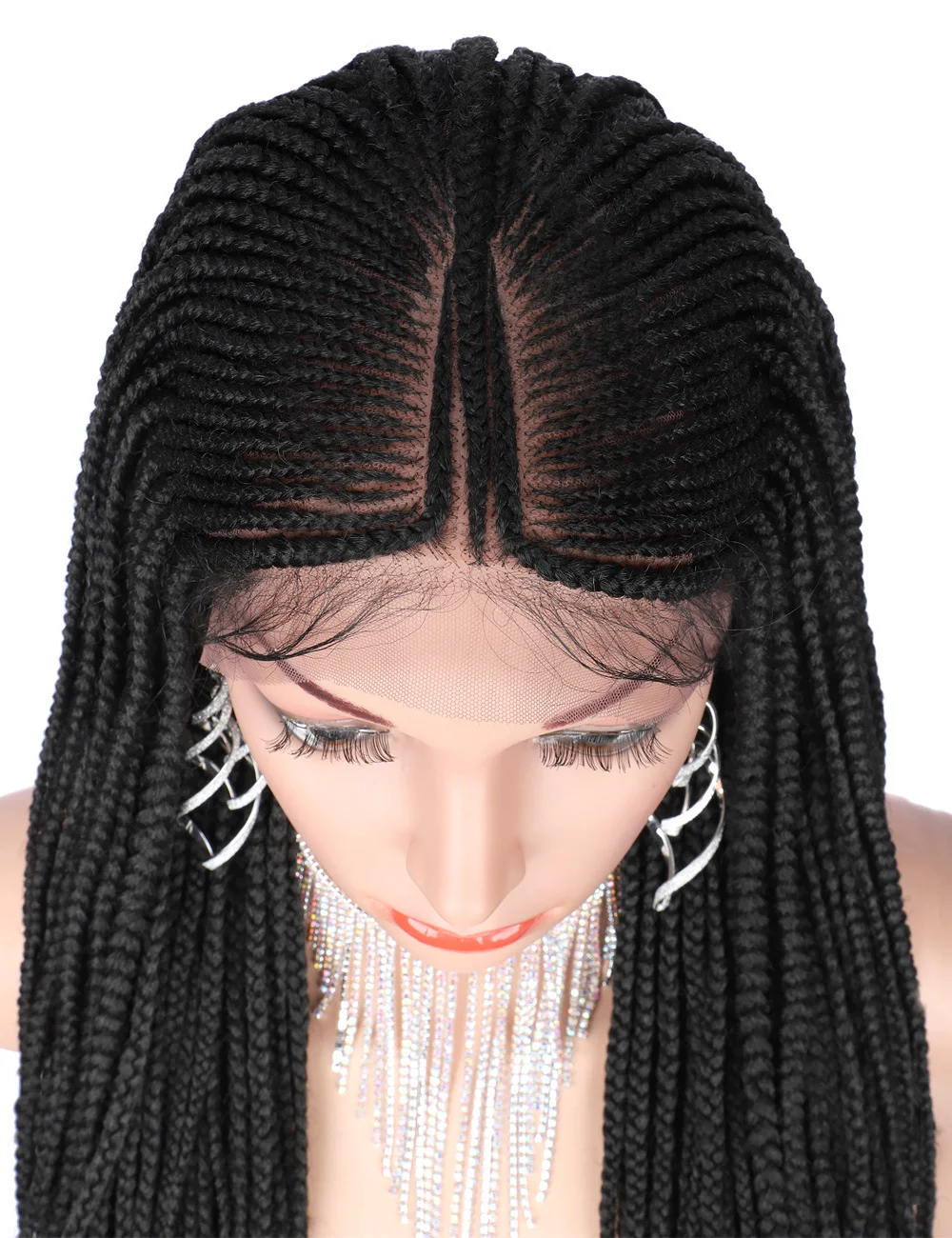 Kanyss, 29 дюймов, 13x7, плетеные парики, синтетические кружева спереди, фулани, корнроу, коробка, оплетка, парики для черных женщин, фронтальный, твист, Плетеный парик