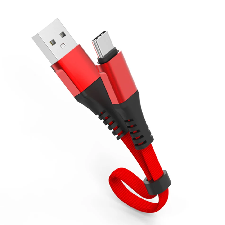 2.4A Быстрая зарядка портативный USB кабель type C Micro кабель нейлоновая оплетка type-C короткое USB зарядное устройство для samsung S9 S8 S7 0,3 м провод - Цвет: Type C Red