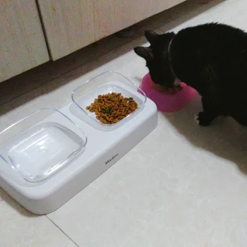 

Cat Bowl Dual Port Dog Water Dispenser Feeder Utensils Bowl Cat Kitten Drinking Fountain Food Dish Pet Bowl Goods K1107 E