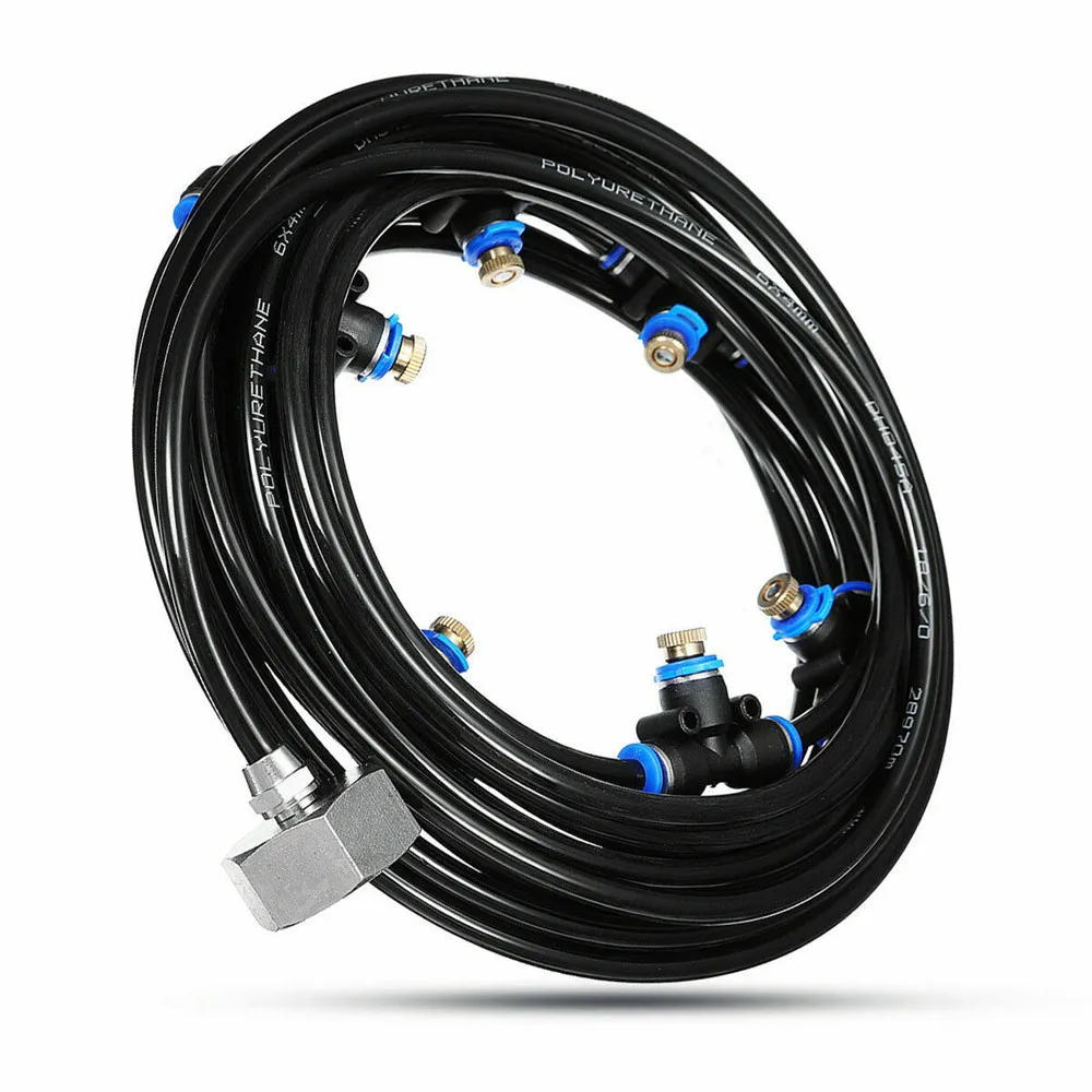 

8M Outdoor Misting Cooling System Kit For Greenhouse Garden Patio Waterring Irrigation Mister Line System Garden Sprinklers 2019