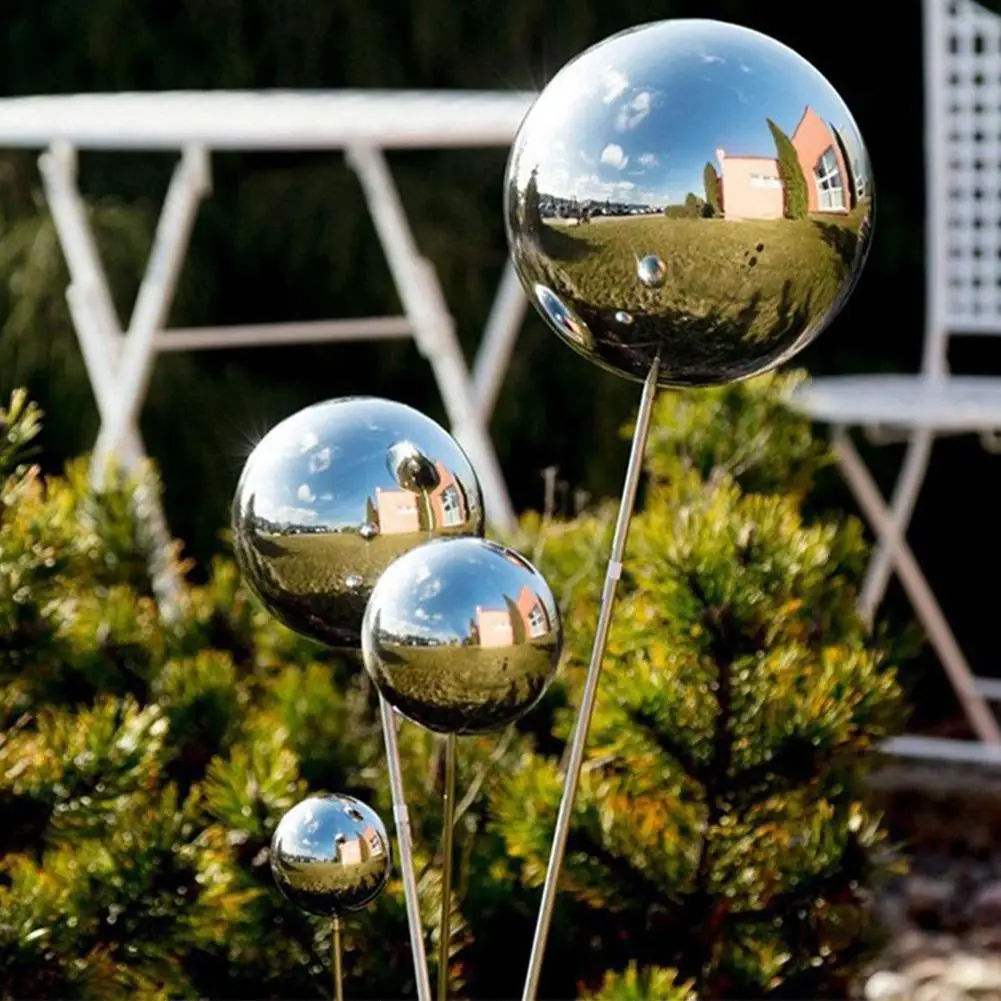 Hollow Ball Decoration 25-100mm High Gloss Glitter Steel Ball Sphere Garden Mirror Ball For Home Decoration Garden Balls Supplies Hollow Ornament