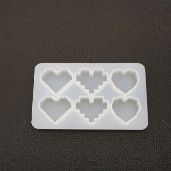 

Crystal Epoxy UV Resin Mold Pixel Love Heart Shape High Mirror DIY Handmade Pendant Silicone Molds N58F