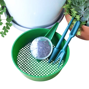 

New 3Pcs Seeding Tools Set Seed Dispenser Planter Sifting Pan Seedling Dibber for Garden Flower Plant Grass Gardening Tool Set