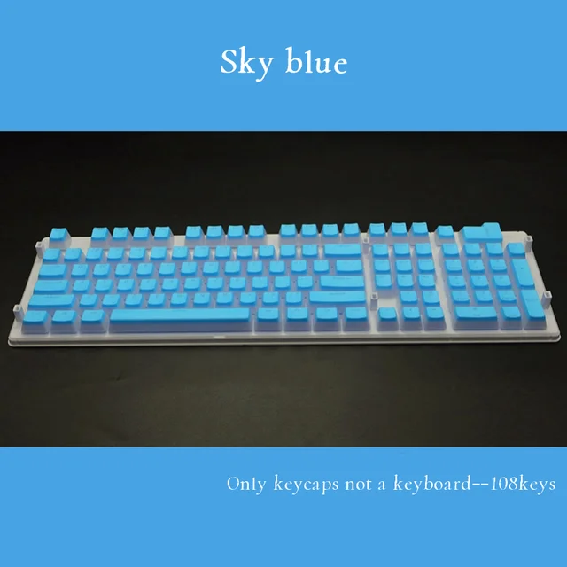 PBT OEM 108 Keys Pudding Keycaps For Cherry MX Switch Mechanical Keyboard RGB Gamer Keyboards Blue/Black/Brown/Black Switch Sky blue