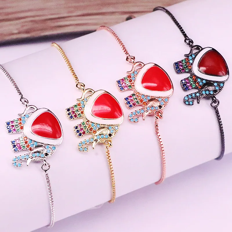 10 шт. модный эмаль и микро паве Радуга CZ слон разъем талисманы браслет для женщин девочек