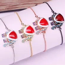 10 шт. модный эмаль и микро паве Радуга CZ слон разъем талисманы браслет для женщин девочек