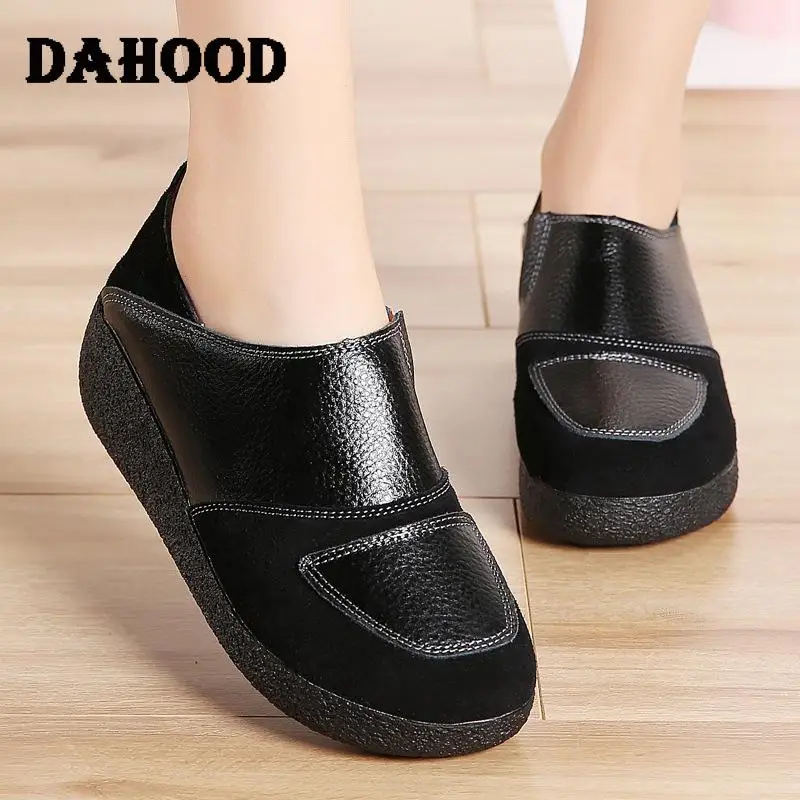 DAHOOD/Женская обувь на платформе; сезон весна-осень; повседневные женские однотонные кроссовки без застежки; мягкие женские лоферы на плоской подошве; большие размеры 35-43