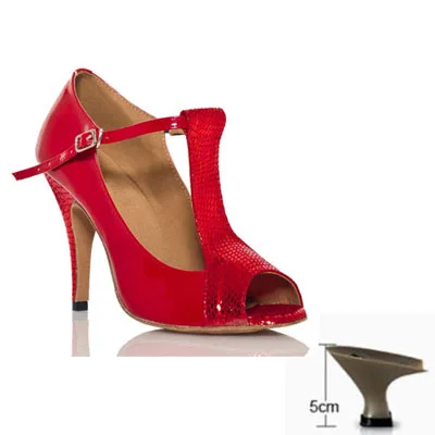 red heel 5cm Профессиональная обувь для латинских танцев; бальные туфли; женская танцевальная обувь на каблуке 5-10 см; zapatos de mujer - Цвет: red heel 5cm