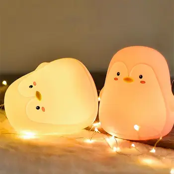 

Penguin Silicone LED Night Light Touch Sensor USB Rechargeable Bedroom Bedside Lamp Children Baby Breast-feeding Christmas Gift