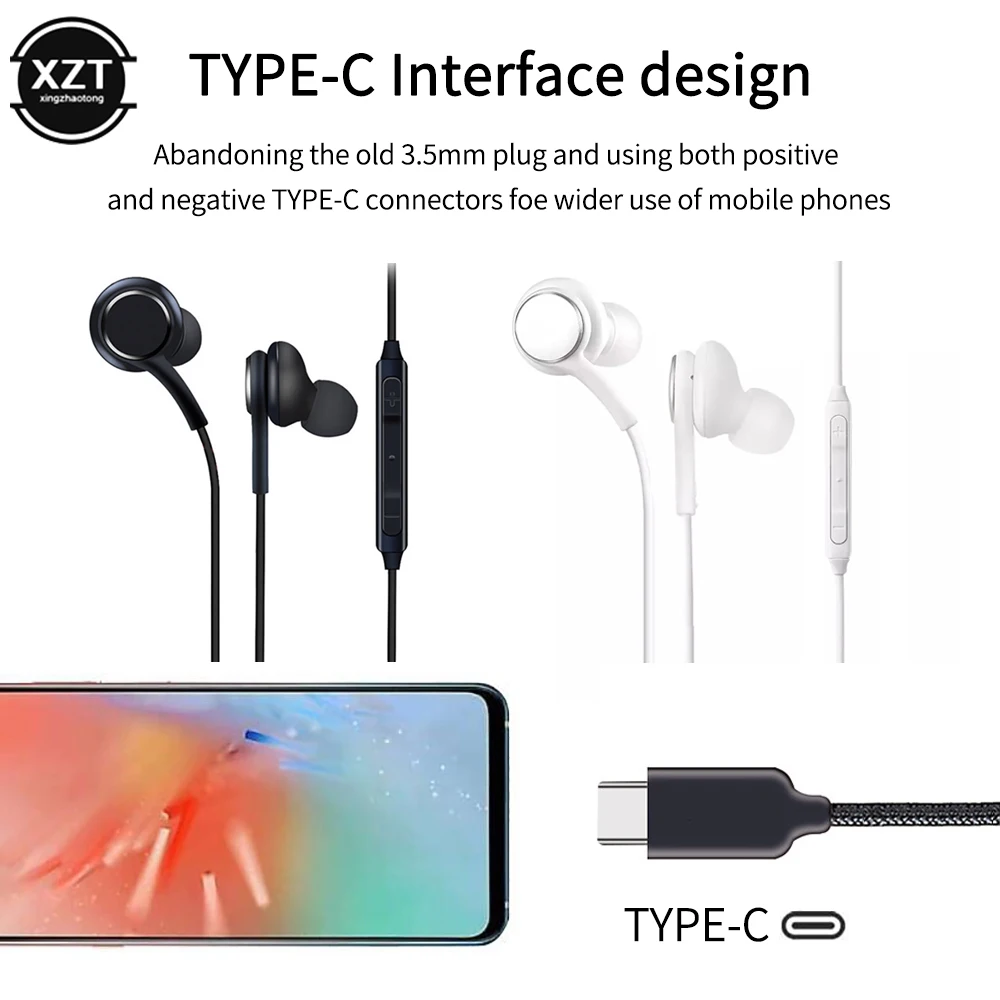 Проводные наушники Usb Type C для Samsung Galaxy Note S9 S8 S10 Plus S20 вкладыши с шумоподавлением