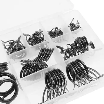 

75pcs/set Fishing Rod Guides Ceramics Carbon Steel Ring Surf Casting Fish Rod Guide Rings for pesca acesorios