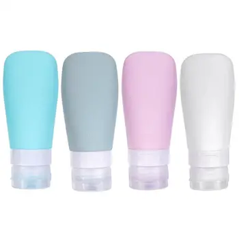 

4pcs 60ml Silicone Cosmetic Bottle Portable Empty Bottle Travel Lotion Storage Bottle For Hold Cosmetic Lotions Random Color