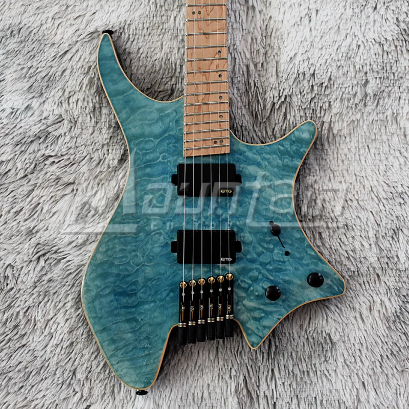 Горная безголовая гитара 6 струнная электрическая fanned fret alder body стеганая клена