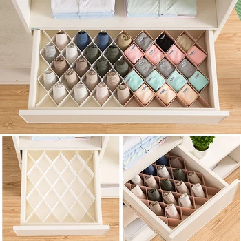 

White Pink Organizer Drawer Divider DIY Storage Grids Free Combination Wardrobe Underwear Storage 1pcs