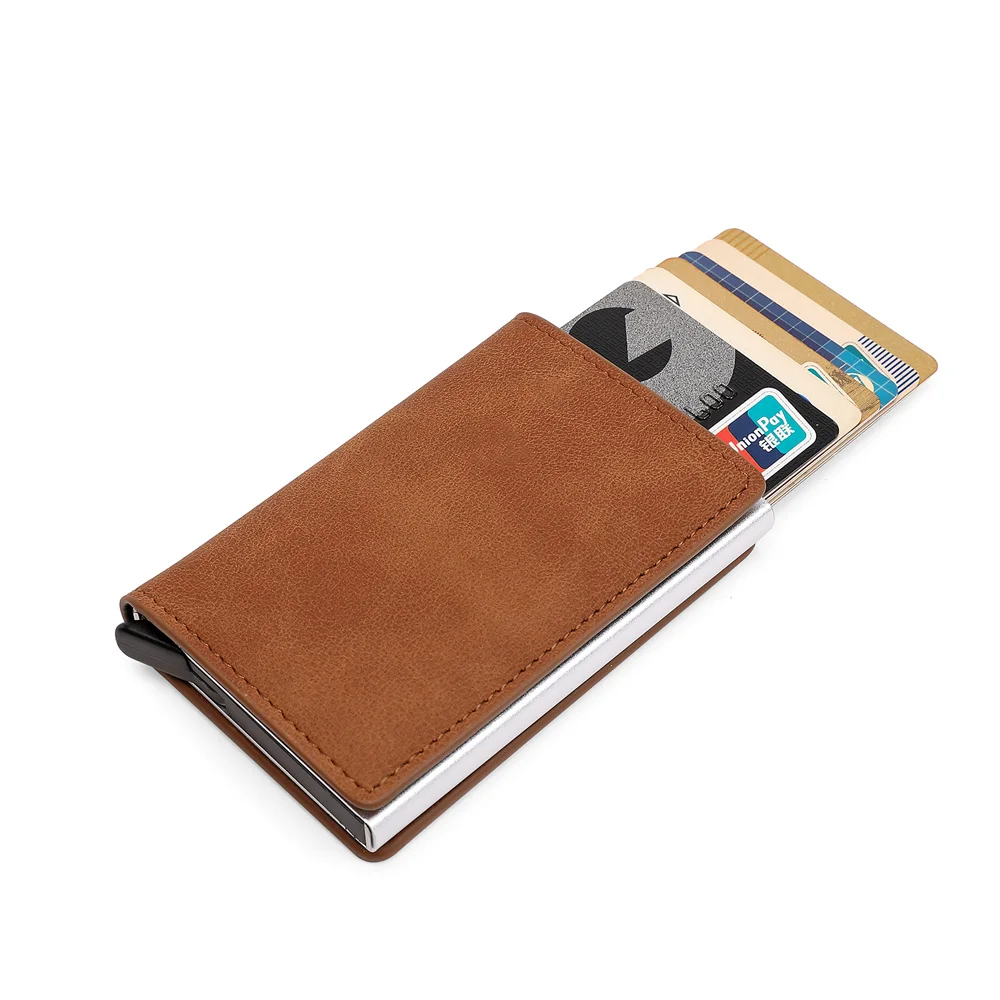 2023 Customized Name Men Leather Wallet Multifunction Rfid Anti-theft Credit Cards Holder Wallet with Magent for Man Money Purse