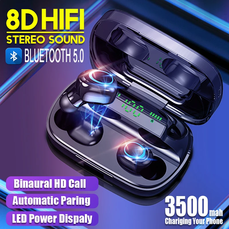 Ottwn S11 TWS Wireless Bluetooth Headset sport Headset with 3500mah charging box Noise Canceling Call Headset for IPhone Xiaomi