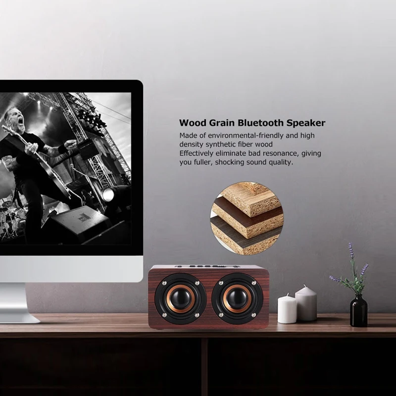 Мини дерево Винтаж Прочный беспроводной Bluetooth динамик портативный сабвуфер HiFi шок бас сабвуфер