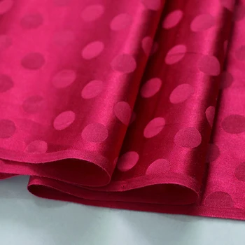 

100cm*110cm Natural Silk Cotton Fabric Burgundy Polka Dot Silk Charmeuse Material Jacquard Gown Bedding Textile