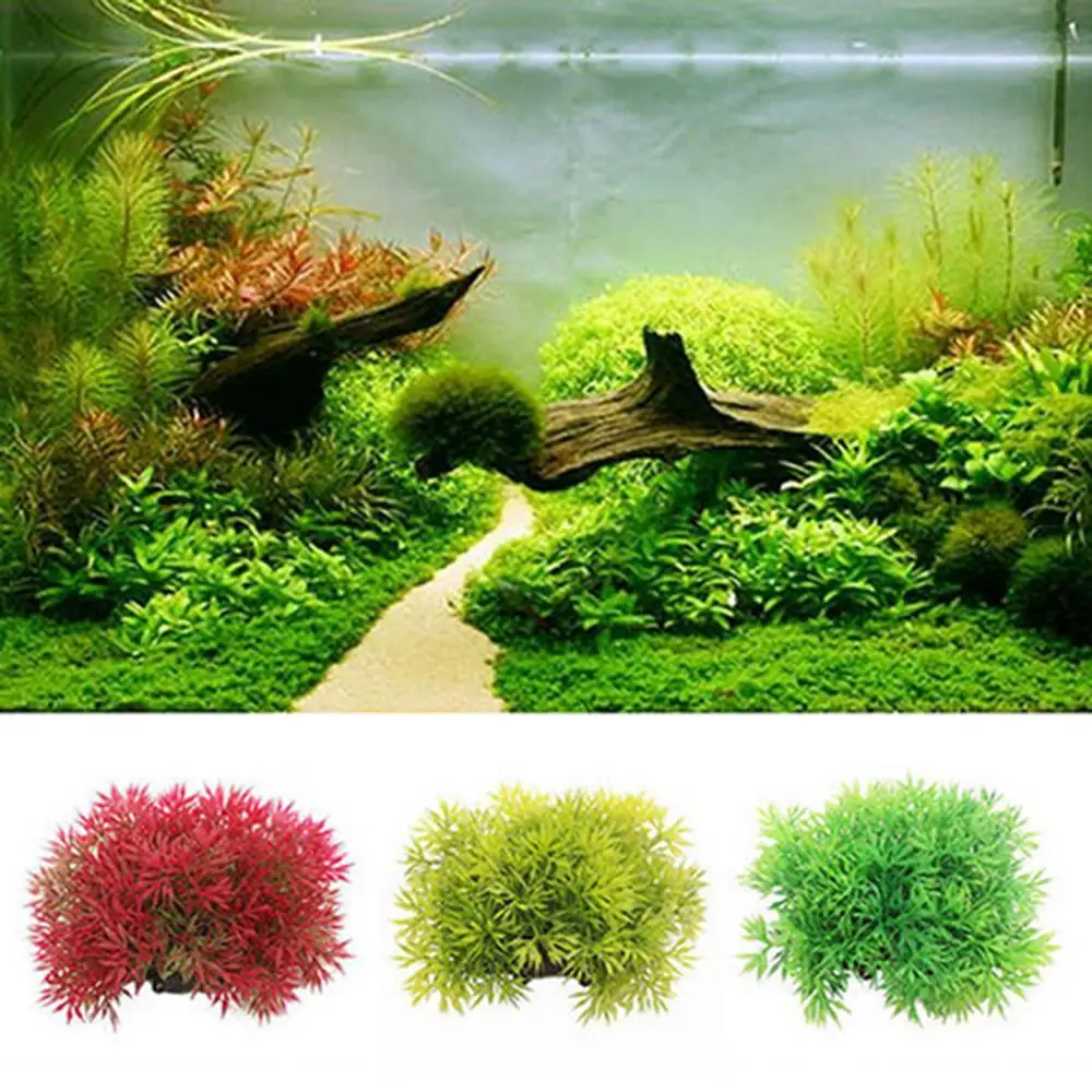 Plastic Artificial Water Plant Durable Beautiful Aquarium Fish Tank Green Red Grass Ornament Decor | Дом и сад