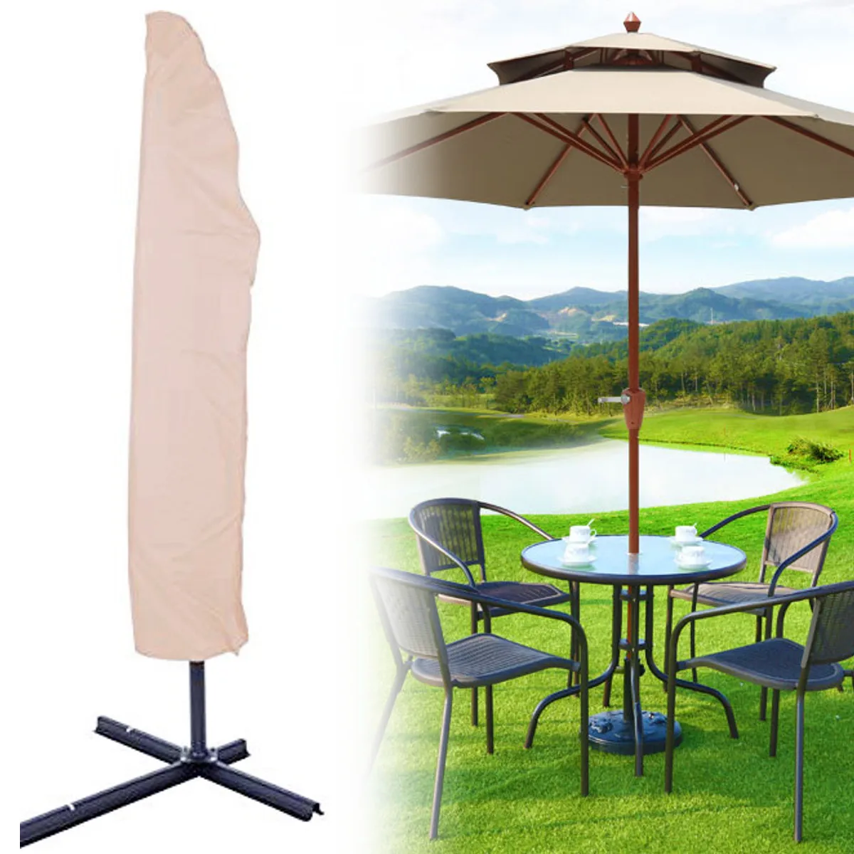 

Waterproof Polyester Garden Weatherproof Patio Cantilever Parasol Hanging Umbrella Patio Sun Shade Outdoor Umbrella Cover