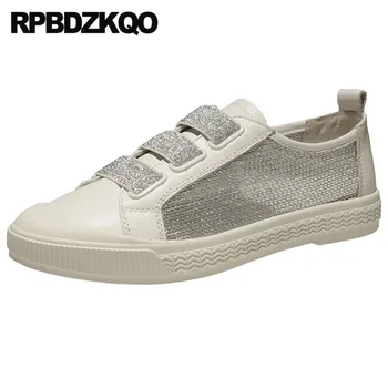 

white sequin ladies beautiful flats shoes sneakers genuine leather sandals italian trainers women breathable comfy mesh glitter