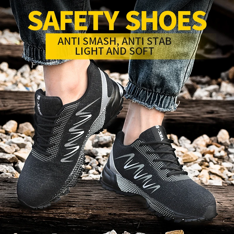 Новая легкая защитная обувь для мужчин со стальным носком, анти-пирсинг, дышащие, износостойкие, отличные кроссовки для работы